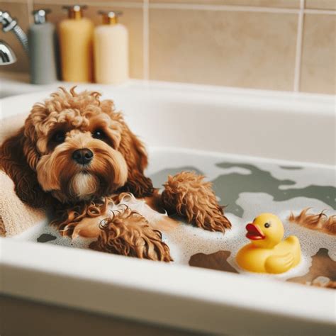 Image result for Cockapoo Puppy Bath