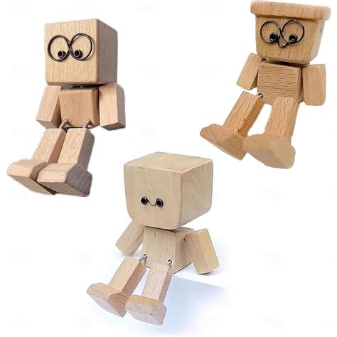 Shaking Wooden Man Figurine, Charming Little Wooden Figure That Sways ...