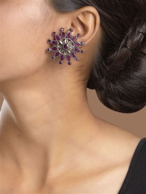 Buy Green Handcrafted Brass Stud Earrings | KUU04/SHRE6 | The loom