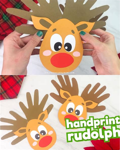 Handprint reindeer craft for kids free template – Artofit