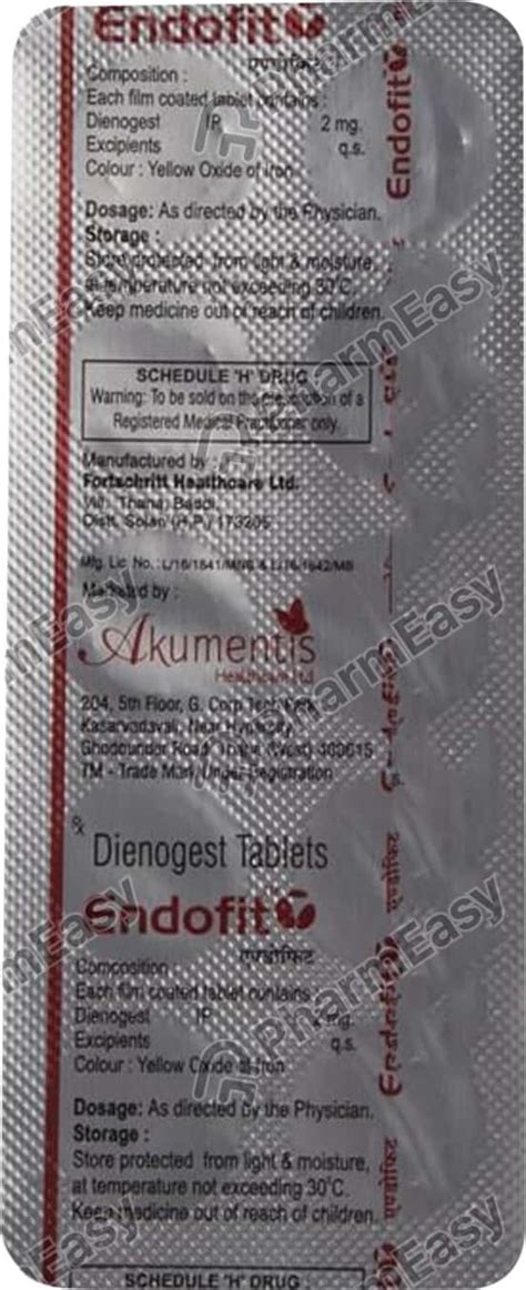 Endofit 2 MG Tablet (10): Uses, Side Effects, Price & Dosage | PharmEasy