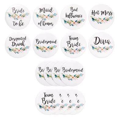 16 Pack Bridal Wedding Party Pins Button Bridesmaid Gift 8 Floral ...