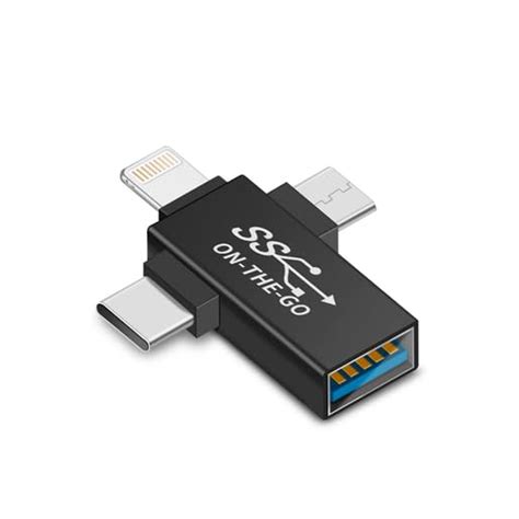 SMMeStore® 3 in 1 OTG Adapter Type C Micro USB Lightning 3.0 OTG ...