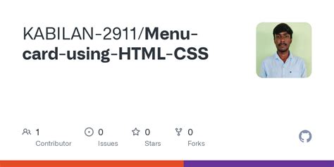 Menu Card HTML 的图像结果