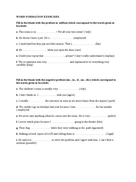 Word Form Exercise .Pdf 的图像结果