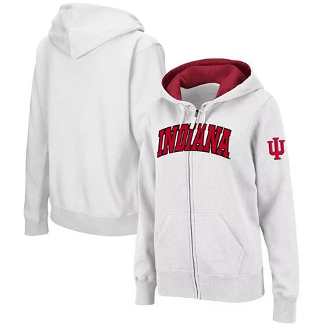 Women's Colosseum White Indiana Hoosiers Arched Name Full-Zip Hoodie