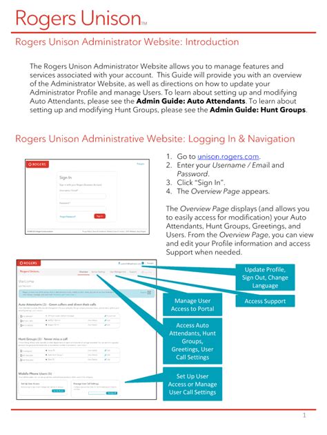 Fillable Online Rogers Unison Administrator Website: Introduction Fax ...