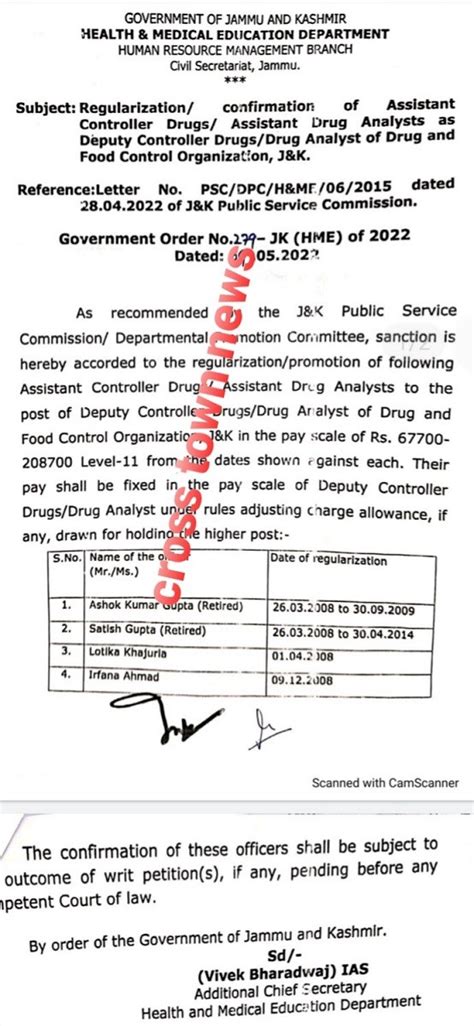 Regularization/Confirmation of Astt Drug Controllers/Astt Drug Analysts ...