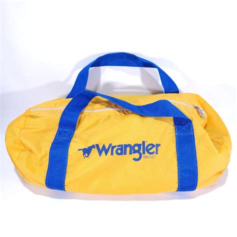 1970’s Wrangler Duffle Bag Vintage Luggage Yellow Blu… - Gem