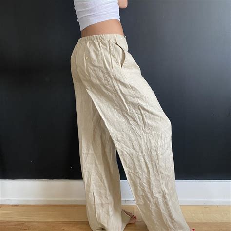 Women's Cream and Tan Trousers | Depop