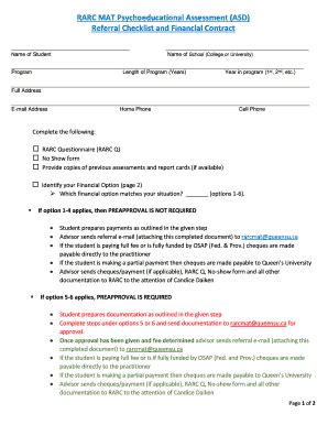Fillable Online RARC MAT Psychoeducational Assessment (ASD) Referral ...