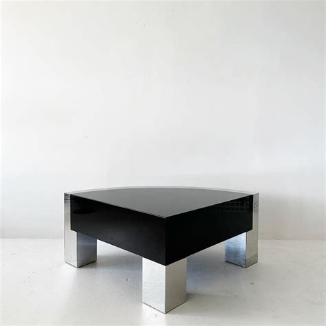 postmodern granite and mirrored chrome rounded corner table For Sale at ...