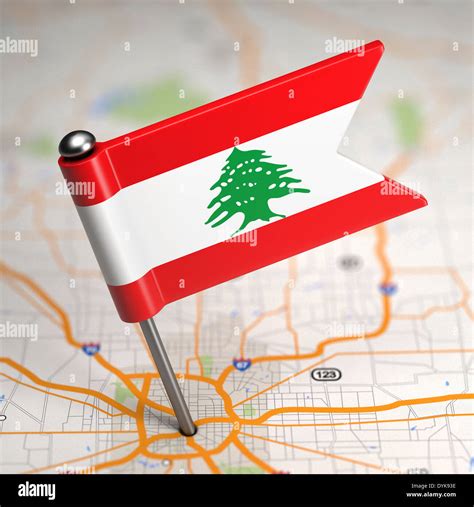 Lebanon Small Flag on a Map Background Stock Photo - Alamy