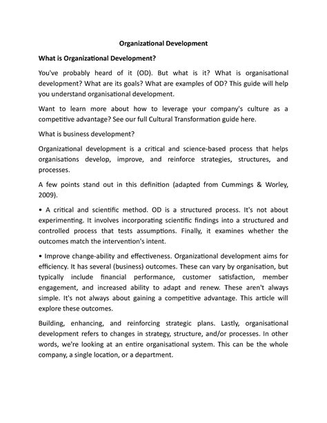 Organizational Development - But what is it? What is organisational ...