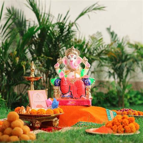 Buy 1.2FEET Lalbaugcha Raja Eco-Friendly Ganpati | Plant-A-Ganesha ...