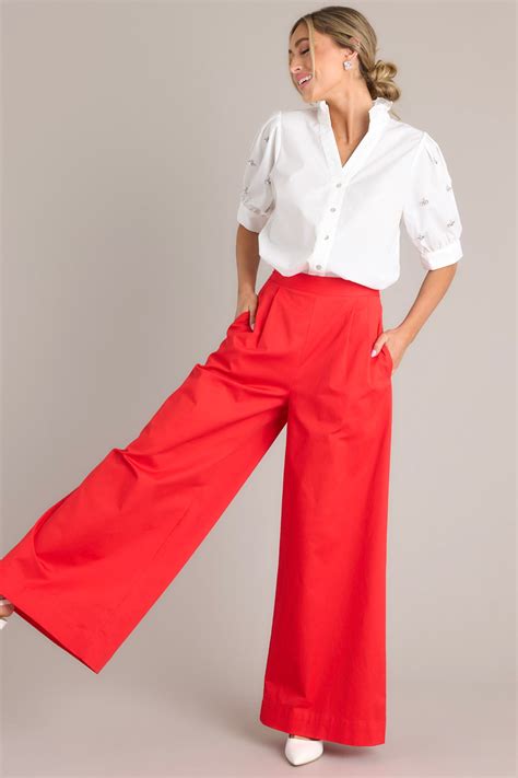 Cherry Red Wide Leg Pants - All Pants | Red Dress