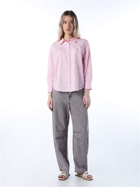 Floral Applique Cotton Shirt