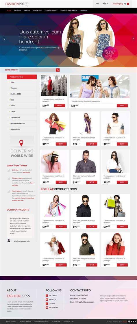 时尚平面电子商务响应式网页模板免费下载_模板王