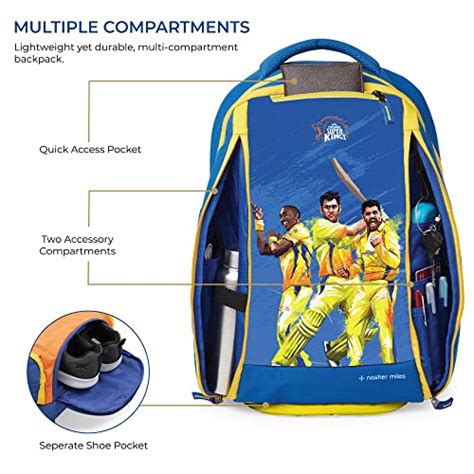 Nasher Miles CSK Blue-Yellow Players Backpack 40 L| 15.6 Inch Laptop ...