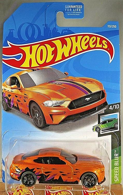 2019 Hot Wheels #113 Speed Blur 4/10 2018 FORD MUSTANG GT Orange w ...