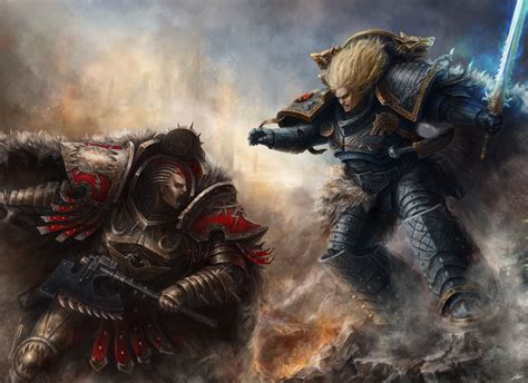 Leman Russ vs Angron - Art by Jinwoo Park - 40K Gallery