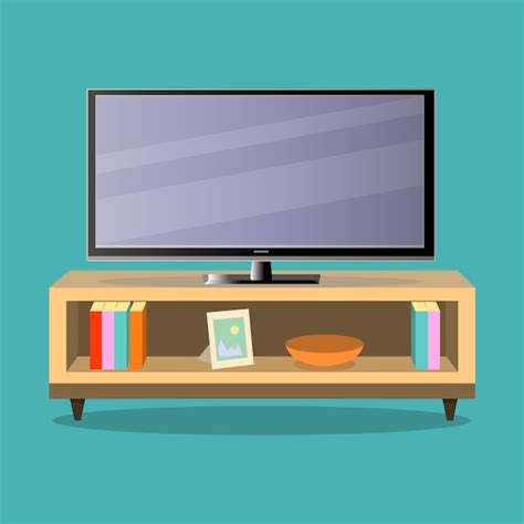 Télévision et table de télévision dans le salon illustrateur | Vecteur ...