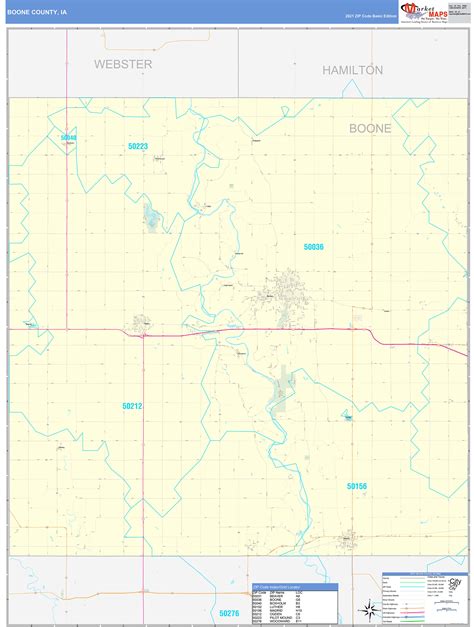 Boone County, IA Zip Code Wall Map Basic Style by MarketMAPS - MapSales