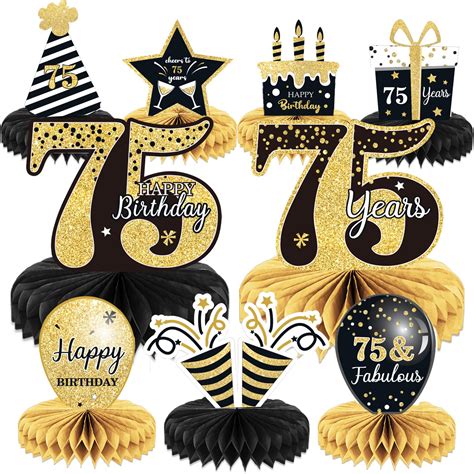 Buy 9 Pieces 75th Birthday decorations 75th birthday centerpieces for ...