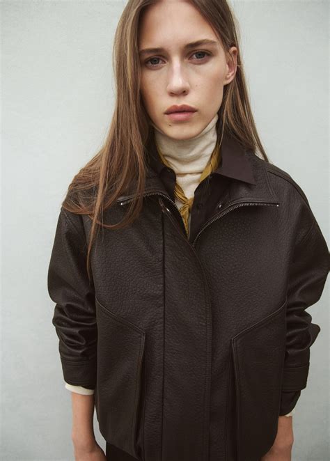 100% leather oversized jacket - Women | MANGO Kosovo