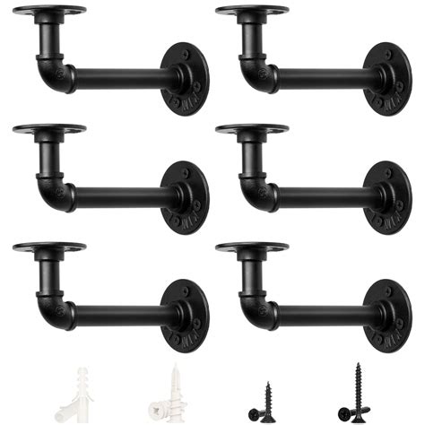 Buy LuckIn Pipe Shelf Bracket Industrial L Shape, Rustic Pipe Brackets ...