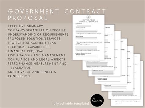 Government Contract Proposal, Template Form, Pdf, Canva - Etsy