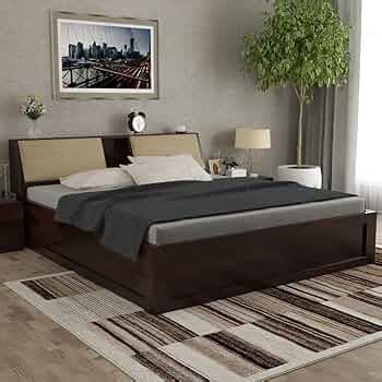 STRATA FURNITURE Sheesham Wood Queen Size Bed with Box and Headboard ...
