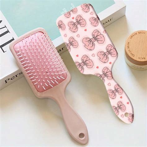 1pc Heart And Bow Printed Air Cushion Scalp Massage Hairbrush, -Free ...