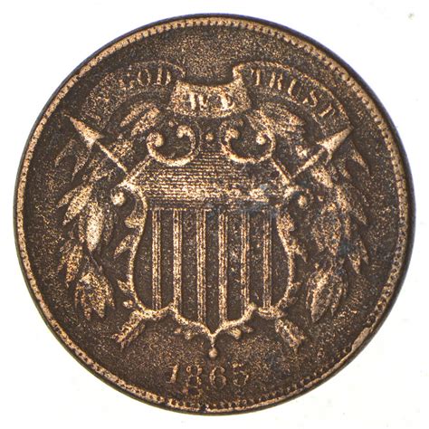 TWO CENT - 1865 US TWO 2 Cent Piece - First Coin with In God We Trust ...