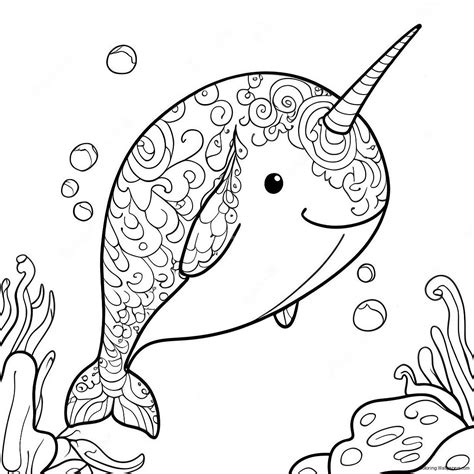Narwhal Coloring Page (4440-3535)