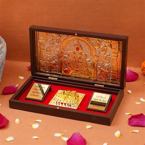 Ganesh Pooja Box with Charan Paduka and Mantra – ServDharm