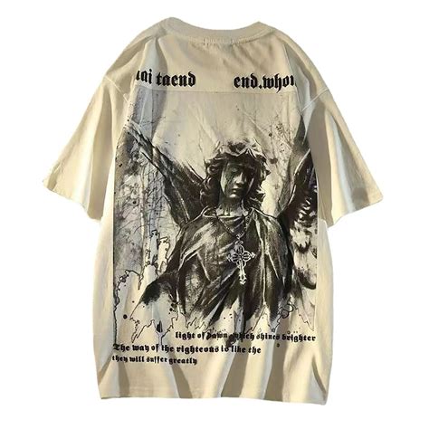 Gothic Casual Loose Oversized T-Shirt Harajuku Street Trend Men and ...