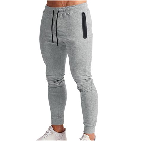 Skinny Tight Jogger Pants for Men Fashion Zipper Sweatpants Athletic ...