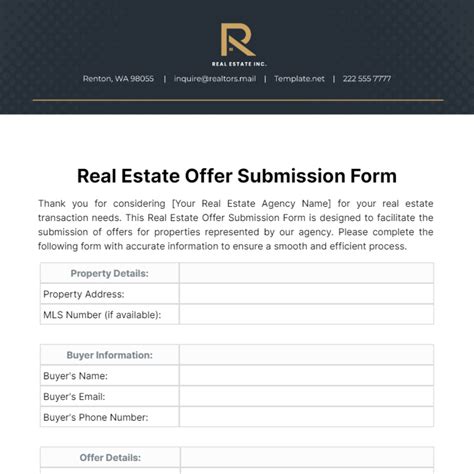 Image result for Real Estate Offer Form