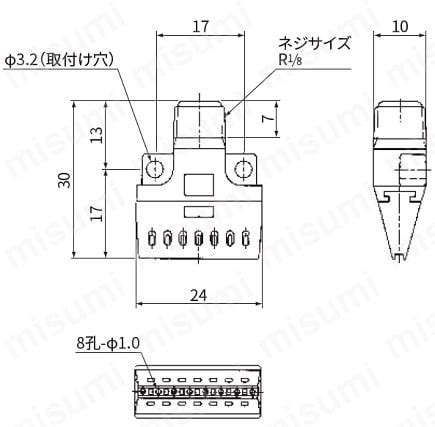 3/8MTF-F121-46-010PPS | エアー増幅ノズル TAIFUJet（R）シリーズ（コンプレッサー仕様・フラットタイプ・樹脂製 ...