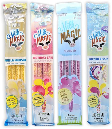 Amazon.com: Milk Magic Milk Flavoring Straws 4-Pack Bundle (16 count ...