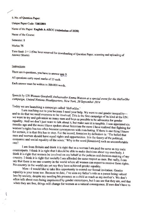 AECC English A-Paper 2021: HeForShe Campaign Analysis and Questions ...