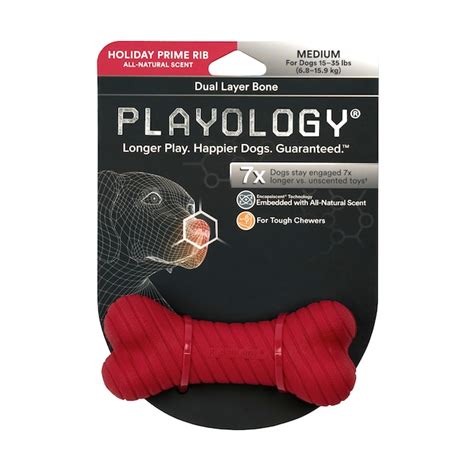 Playology Rubber Dual Layer Bone Red BPA-Free Dog Indoor/Outdoor 33443 ...