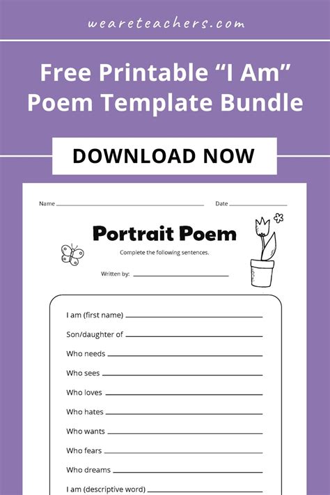 Free Printable "I Am" Poem Template Bundle