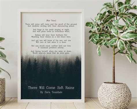 There Will Come Soft Rains Poetry Print Sara Teasdale Poem Wall Art ...