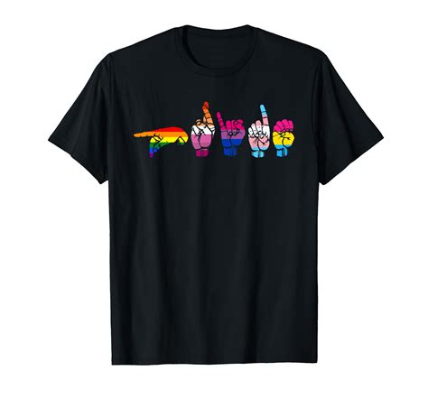 LGBTQ Pride Sign Language Gay Lesbian Deaf ASL Mute Ally T-Shirt ...