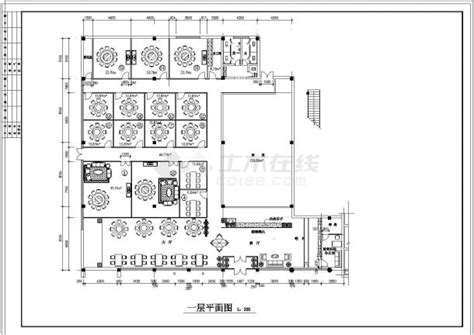 西餐厅的室内设计装修CAD平面施工图纸_cad图纸下载-土木在线