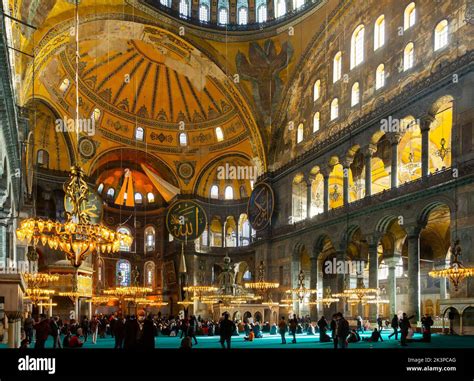 Interior of Hagia Sophia Holy Grand Mosque, Istanbul, Turkey Stock ...