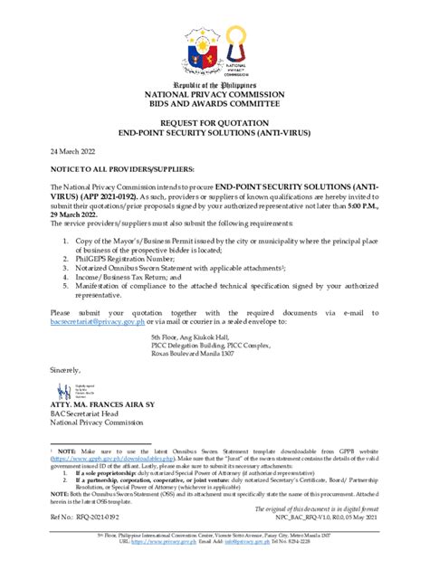 Fillable Online Endpoint Security Solutions (Anti-Virus) - Data Privacy ...