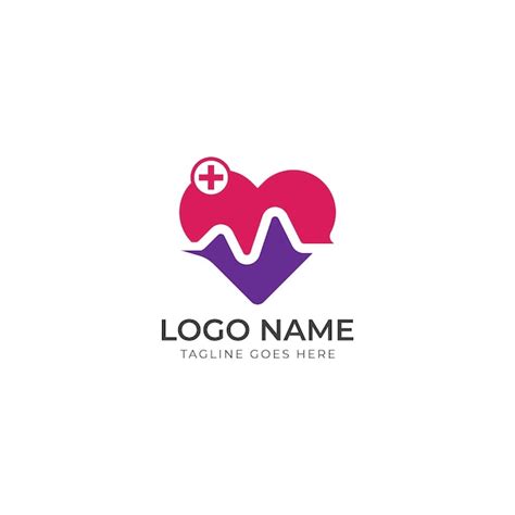 Modern medical heart logo with electrocardiogram and plus symbol for ...